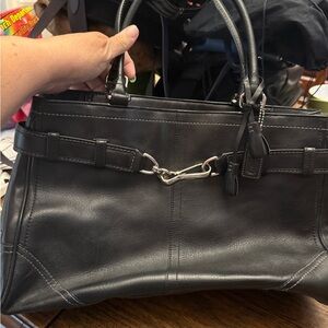 Coach Black and Silver Shoulder Bag with Classic Design